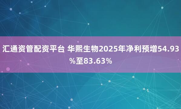 汇通资管配资平台 华熙生物2025年净利预增54.93%至83.63%