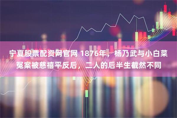 宁夏股票配资网官网 1876年，杨乃武与小白菜冤案被慈禧平反后，二人的后半生截然不同